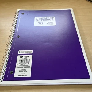 Pen Gear 1 Subject Spiral Notebook College Ruled Purple 70 Sheet School Supplies - Picture 1 of 11