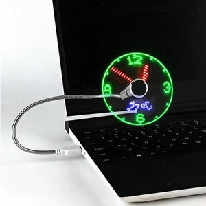 USB Clock Fan Led Clock Fan with Temperature for Gadget - Picture 1 of 12