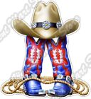 Boots Hat Rope Cowboy Western Rodeo Cowgirl Car Bumper Vinyl Sticker Decal 4"X5"