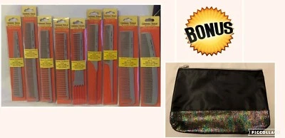 CONAIR PRO CERAMIC TOOLS PROFESSIONAL 9-PIECE COMB SET + BONUS COMB POUCH - NEW! - Image 1 of 4