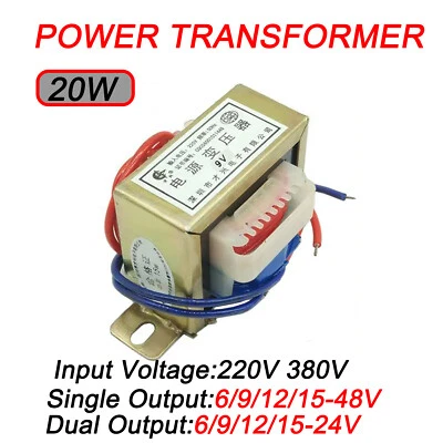 20W Power Transformer Input 220V/380V 50Hz AC Single & Dual Output 6V 9V to 48V - Image 1 of 4