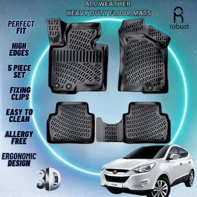 Tapetes de assoalho de carro personalizados compatíveis com Hyundai ix35 2009-2015 TPE forros de borracha para todas as condições climáticas - Imagem 1 de 4