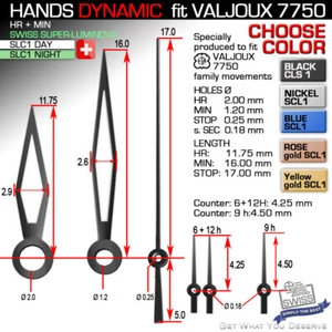HANDS SET FOR MOVEMENT ETA VALJOUX 7750, Ref. DYNAMIC SUPERLUMINOVA, CSL1
