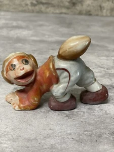 Vintage Monkey Porcelain Figurine Japan Football Player Helmet - Picture 1 of 6