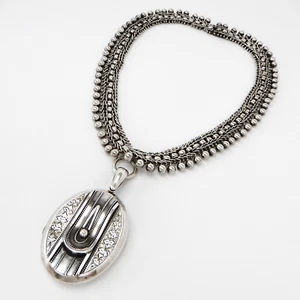 Antique Sterling Silver Victorian Book Chain Locket Pendant Necklace - Picture 1 of 22