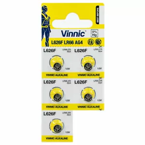 5 batterie Vinnic LR66 L626F AG4 celle a bottone alcaline 376 1,5 V prive di mercurio - Foto 1 di 1