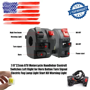 7/8" Motorcycle Handlebar Horn Button Turn Signal Fog Light Controller Switch - Bild 1 von 12