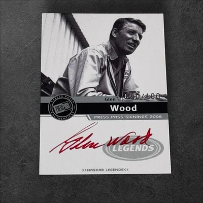 Glen Wood PACK PULLED LEGENDS HOF signed card 2006 PRESS PASS SIGNINGS #050/100 - Image 1 of 2