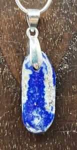 42-Hochwertiger echter Lapislazuli Stein Freiform Anhänger Halskette AUSWAHL KETTE - Bild 1 von 29