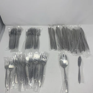Ensemble de couverts artisanaux personnalisés voie à pétales acier inoxydable 73 pièces argenterie neuf - Photo 1/8