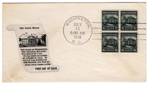 #809 Presidential Series White House 1938 FDC - Planty #18 Sidenius - Picture 1 of 2