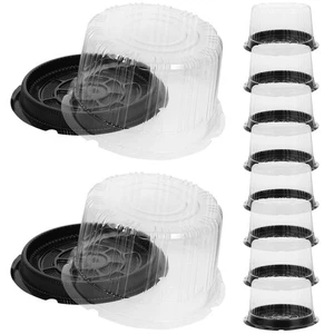 Plastic Cake Containers with Lids, 10pcs Round Clear Cake Carriers with Dome ... - Picture 1 of 9