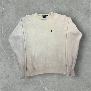 Polo Ralph Lauren Embroidered Logo Lambswool Cream Knitted Jumper XL - Picture 1 of 7