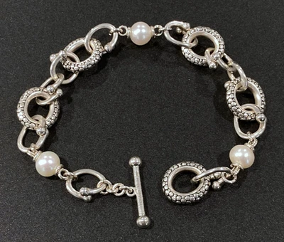 Michael Dawkins Sterling Silver Starry Night Cultured Pearl Bracelet 25g  7.5" - Image 1 of 4