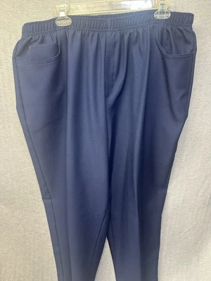 Pantalones para mujer Bend Over 26WP azul marino cintura elástica bolsillos para tirar talla grande Foto 1 de 4