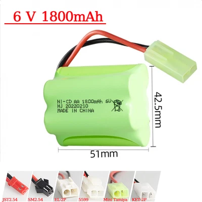 6V 1800mAh NI-CD AA Rechargeable Battery for RC Toys Cars Boats 3+2 Arrangement - Image 1 of 4
