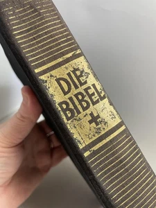 Vintage German Bible Die Bibel Martin Luther Clothcover 1954 Altenburg Gilt - Picture 1 of 16