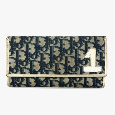 Christian Dior Cartera Larga Trotter Cuero Azul Auténtico De Japón Foto 1 de 4