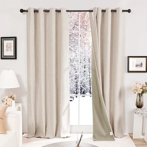 Deconovo 100% Blackout Curtains 84 Inch Length, Light Khaki, 52" W x 84" L, 1 - Picture 1 of 9