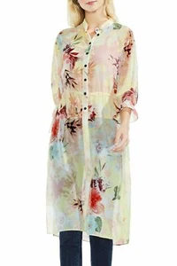 Vince Camuto Faded Blooms Side Tie Tunic Lemon Cream XL NWT - Picture 1 of 2