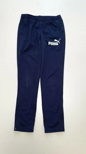 NN355 BOYS PUMA NAVY BLUE SKINNY TRACKSUIT BOTTOMS 9-10 YRS W24 L24 - Picture 1 of 3