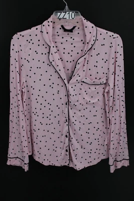 Kate Spade Pink Black Polka Dot Pajama TOP  Button Front Size X-Small XS Foto 1 de 4