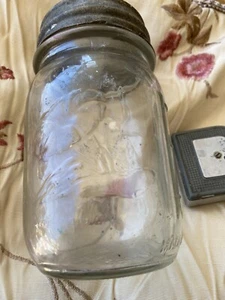 Vintage Ball Mason Jar / Glass With Fruit Design / 61A 12oz Size / B2 Zinc A104 - Picture 1 of 4