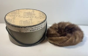 Vintage Sibley's Fur hat and hat box/ Rochester NY/Sibley's Hat Box - Picture 1 of 9
