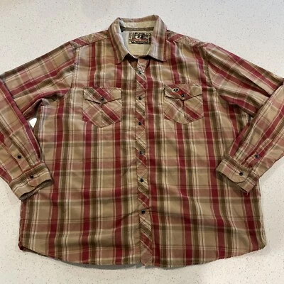 Camisa Mossy Oak Para Hombre XXL 2XL Roja Abotonada Manga Larga Negra Perla A Presión A Cuadros Foto 1 de 4