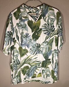 Tommy Bahama Men's XXL Floral Hawaiian Silk Short Sleeve Button Up Camp Shirt