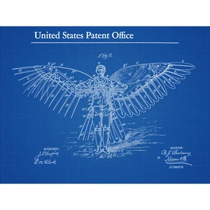 Spalding Flying Machine Frontansicht 1889 Flügel Patent Wandbild Leinwanddruck 18X24 - Bild 1 von 5