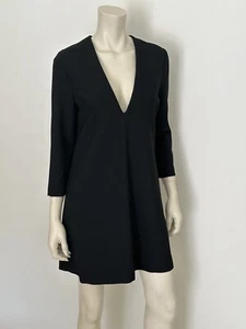 Erika Cavallini Black Mini Dress V-Neck Size IT44 Elegant RRP €286 Made In Italy - Picture 1 of 14