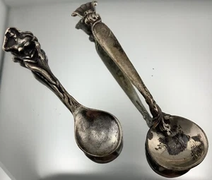 Vintage Set Of Sterling Silver Salt Spoons Very Ornate - Picture 1 of 2