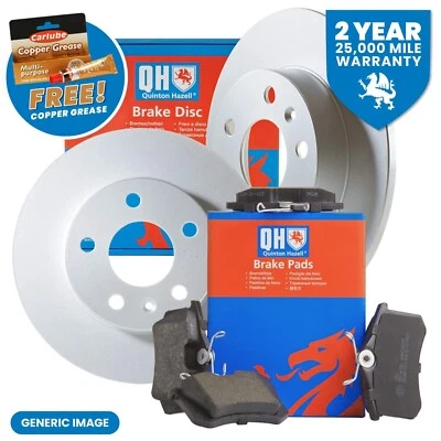 Genuine QH Rear Brake Disc & Pads Set + Copper Grease Fits Audi SEAT Skoda VW - Image 1 of 4