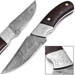 WHITE DEER Damascus Steel Knife with Cocobolo Wood Handle - Picture 1 of 4
