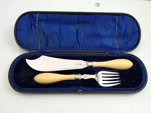 FINE LARGE STERLING SILVER FISH SERVING SET Art Deco style ENGLISH LONDON 1926 - Picture 1 of 12