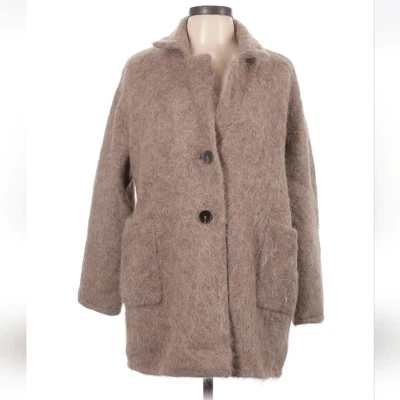 ZARA NWT Alpaca Blend Knit Lined Coat Jacket Beige/Taupe 3920/136 Sz Medium - Image 1 of 4