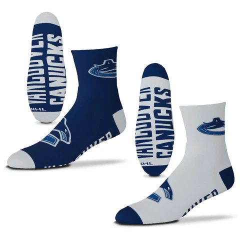 Men's For Bare Feet Vancouver Canucks 2-Pack Team Quarter-Length Socks Cover