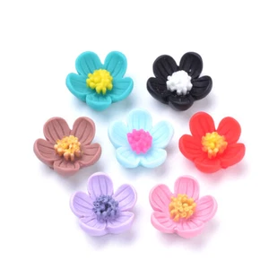 20pcs Colorful Flatback Resin Flower Beads Mini Spacer Beading Crafting 20x21mm - Picture 1 of 3
