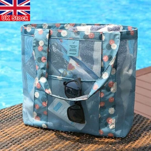 Women Beach Bags Waterproof Sandproof Mesh Beach Pool Travel Storage Tote Bag UK - Picture 1 of 11