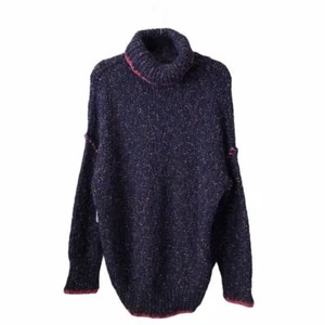 Suéter Free People Echo Azul Manchado Tejido Gran Tamaño Cuello Alto $168 Nuevo con Etiquetas Pequeño - Imagen 1 de 5