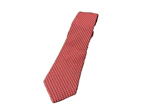 Ike Behar Necktie Red/Black Houndstooth Silk/Wool Neck Tie 60”x3.5" USA Vintage - Picture 1 of 9