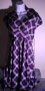 Heart Soul size medium purple and black plaid dress, short sleeves - Picture 1 of 3
