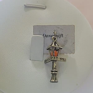 Danecraft Sterling Silver Gaslight Square Sq. Light Lamp Post 3D Charm Orange  - Picture 1 of 5