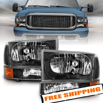 Faros Euro Anzo negros con luces de esquina para Ford Excursion 2000-2004 Foto 1 de 4