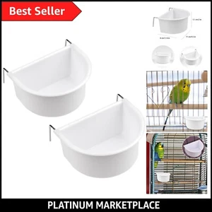 2Pcs Bird Cage Feeding Bowls D-shaped Bird Food Plastic Cups with Hook Hangin... - Picture 1 of 6