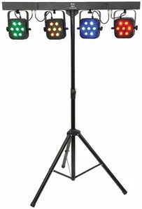 QTX PB-7 RGB Foldable 4 x PAR Can Bar + Stand + Carry Bag + Foot Controller 84W - Picture 1 of 5