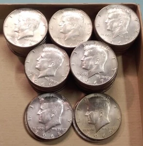 Estados Unidos 1/2 Dólar Kennedy 1964 Plata 900, 1965-1969 Plata 400, SELECCIÓN (S4-21 - Imagen 1 de 22