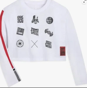 Disney Star Wars Darth Vader Dark Side White Girls Crop Top Pick Size New w Tags - Picture 1 of 3