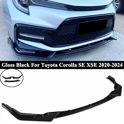 Spoiler divisor de lábios preto brilhante para Toyota Corolla SE XSE 20-2024 - Imagem 1 de 4